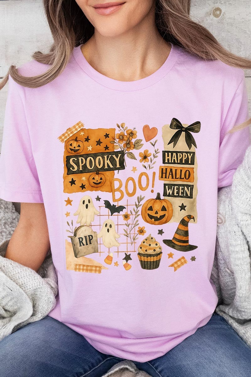 US3001P-E3084 Halloween collage Graphic Plus Tee $16