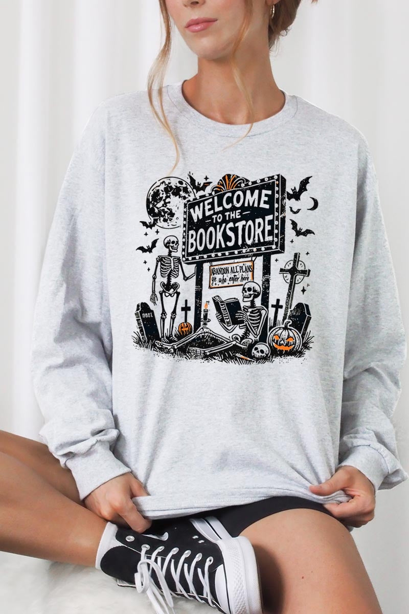 UL240-E3122 Bookstore Halloween Graphic Long Sleeve Tee $13.75