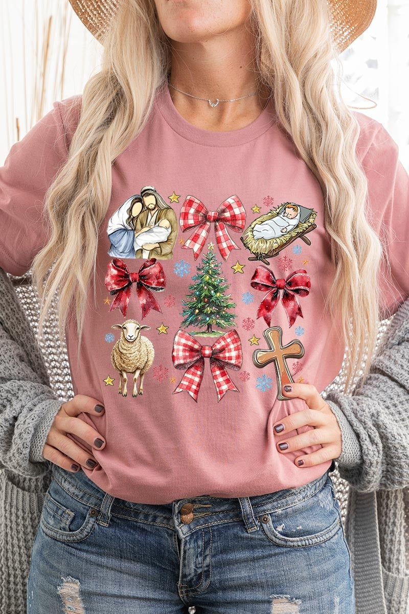 US3001-E3219 Nativity Scene Christmas Graphic Tee $12.5