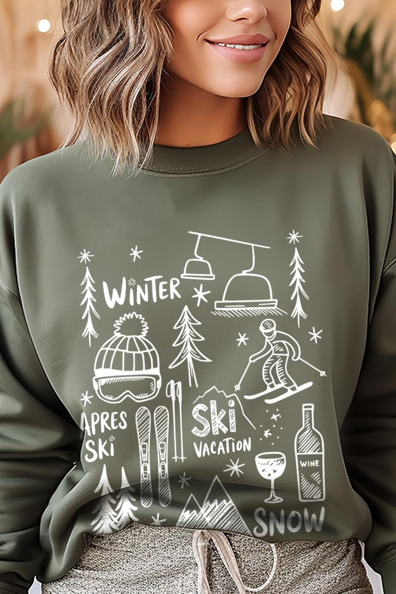 UL180-E3188 Ski Doodle Graphic Sweatshirt $20