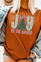 US3001-E3213 Joy to the World Graphic Tee $12.5