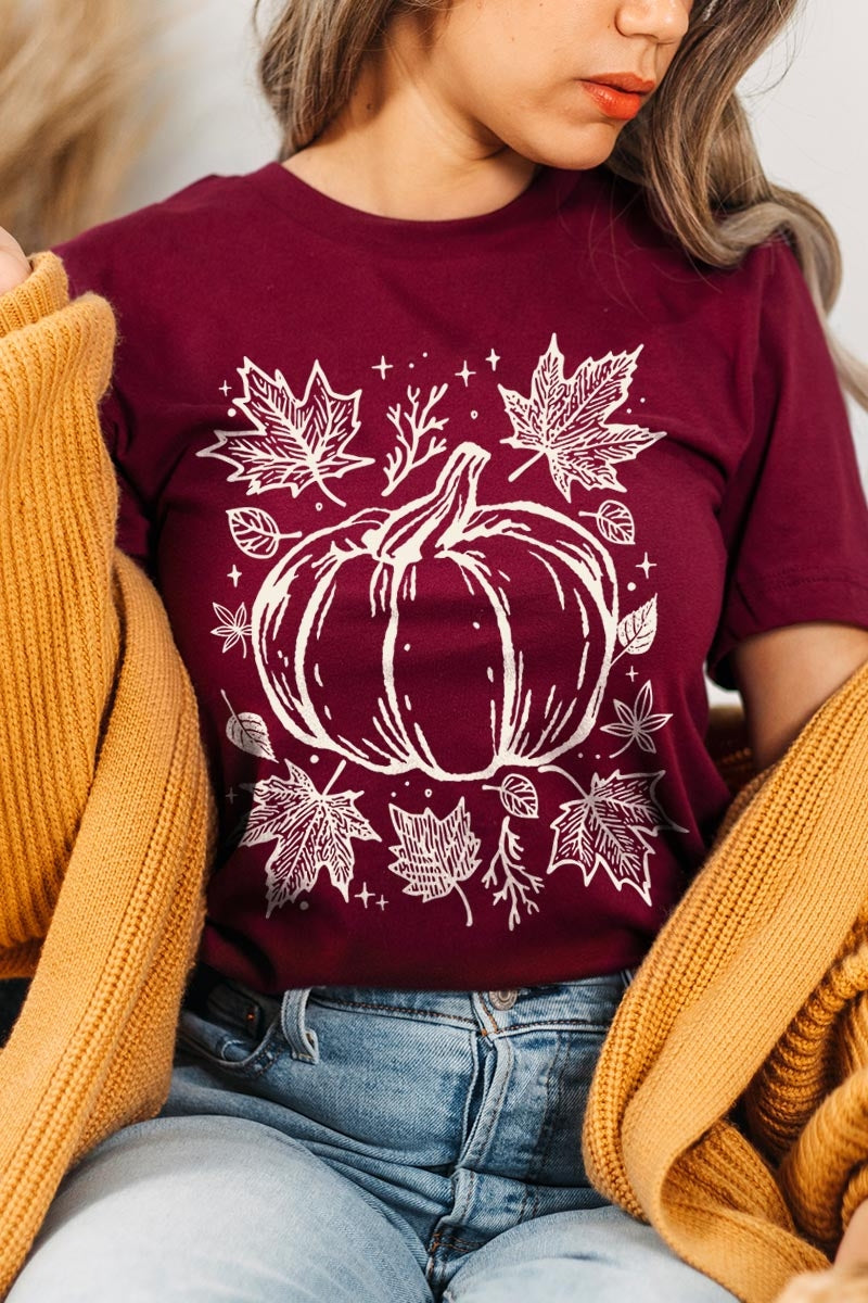 US3001-E3162 Fall Pumpkin Graphic Tee $12.5