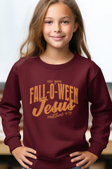 UL180B-E3143Z Are You Fall O Ween Jesus Kids Graphic Sweatshirt $20