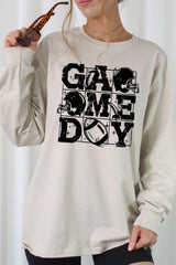 UL240-E3073 Distressed Game Day Graphic Long Sleeve Tee $13.75