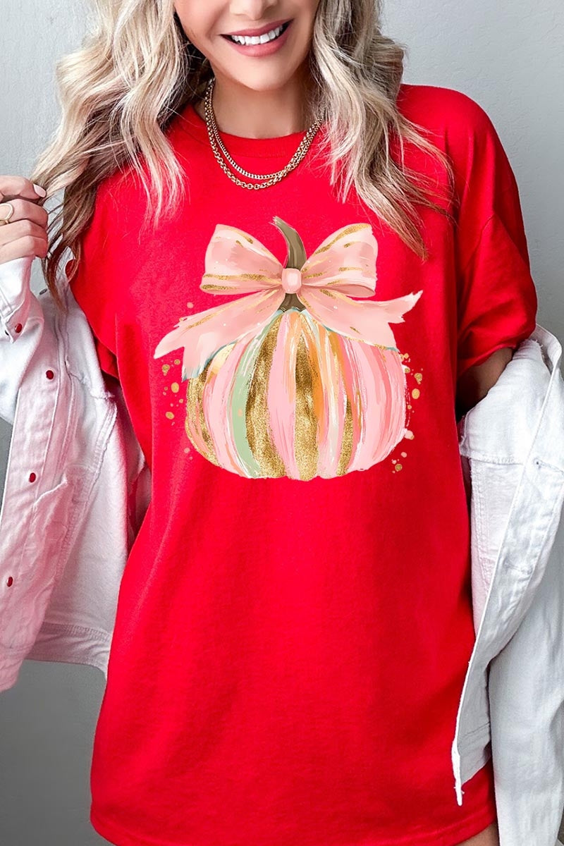 5000P-E3083 Brushstroke Pumpkin Graphic Plus Heavy Cotton Tee $12.75