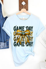 US3001-E3090 Yellow Football Game Day Bow Graphic Tee $12.5