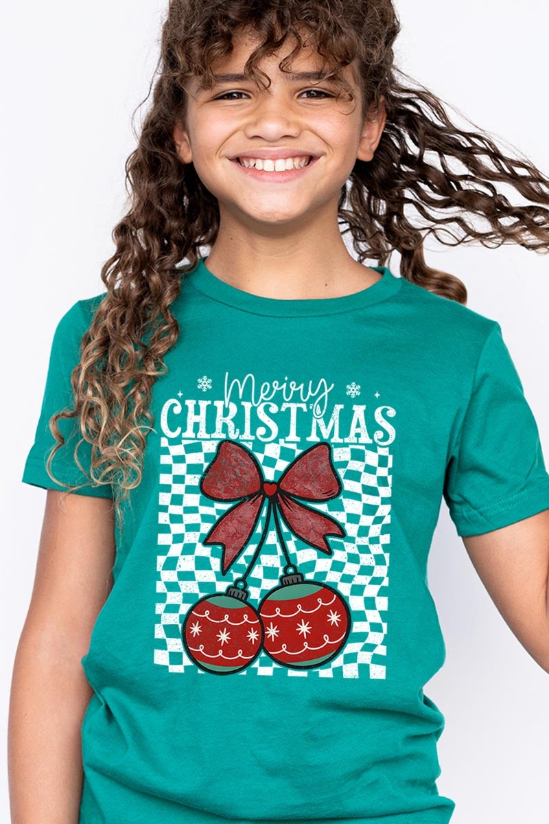 US3001Y-E3196Z Cherry Ornament Christmas Kids Graphic Tee $11