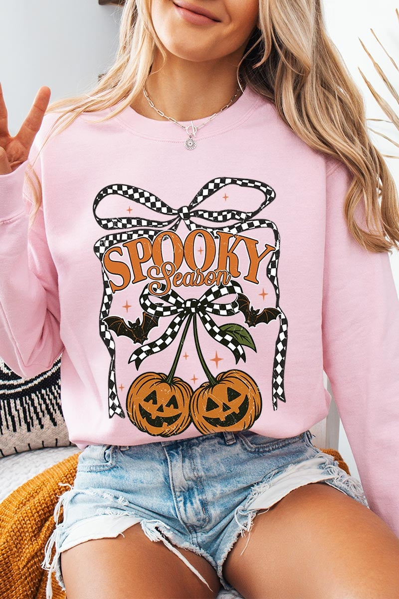 UL180P-E3085 Pumpkin Cherries Graphic Plus Sweatshirt $25