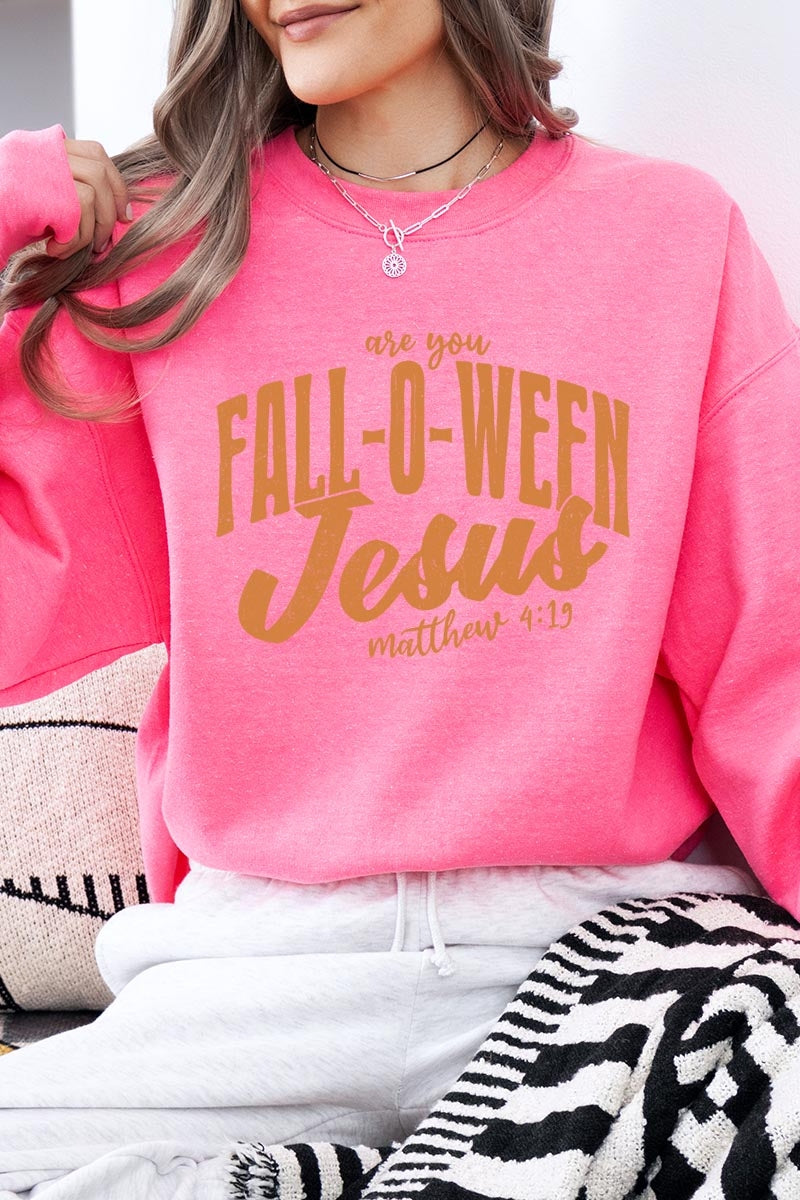 UL180-E3143 Are You Fall O Ween Jesus Graphic Sweatshirt $20