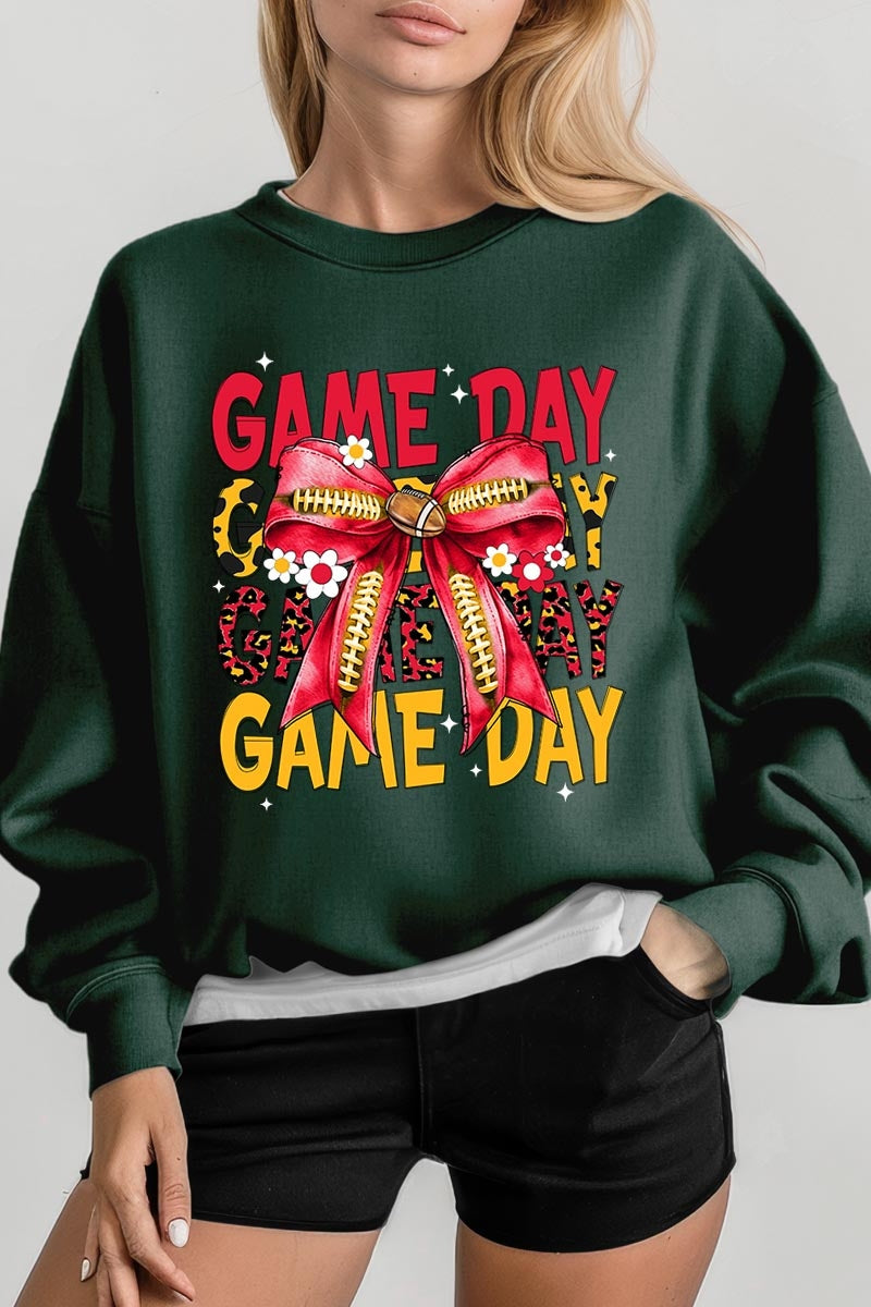 UL180-E3091 Red Yellow Football Game Day Bow Sweatshirt $20