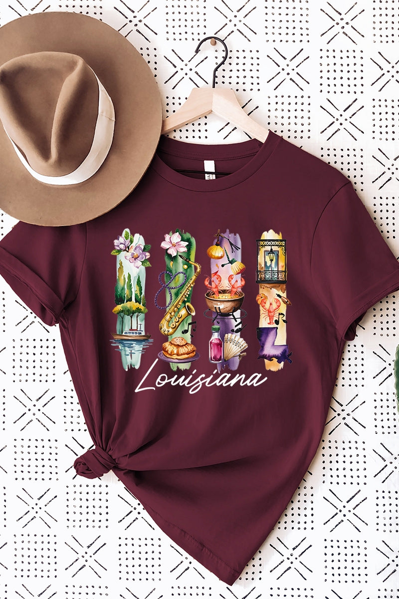 US3001-E3061LA Louisiana State Brushstroke Graphic Tee $12.5