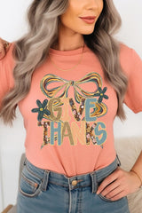 US3001-E3154 Give Thanks Bow Graphic Tee $12.5