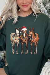 UL180-E3182 Christmas Horses Graphic Sweatshirt $20