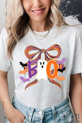 US3001-E3120 Boo Brushstroke Bow Graphic Tee $12.5