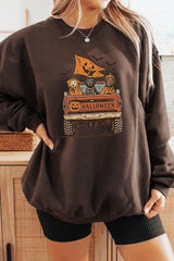 UL180P-E3150 Halloween Truck Dogs Graphic Plus Sweatshirt $25