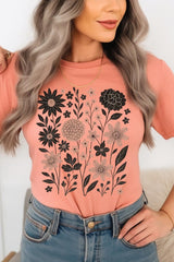 US3001P-E3178 Fall Floral Garden Graphic Plus Tee $16