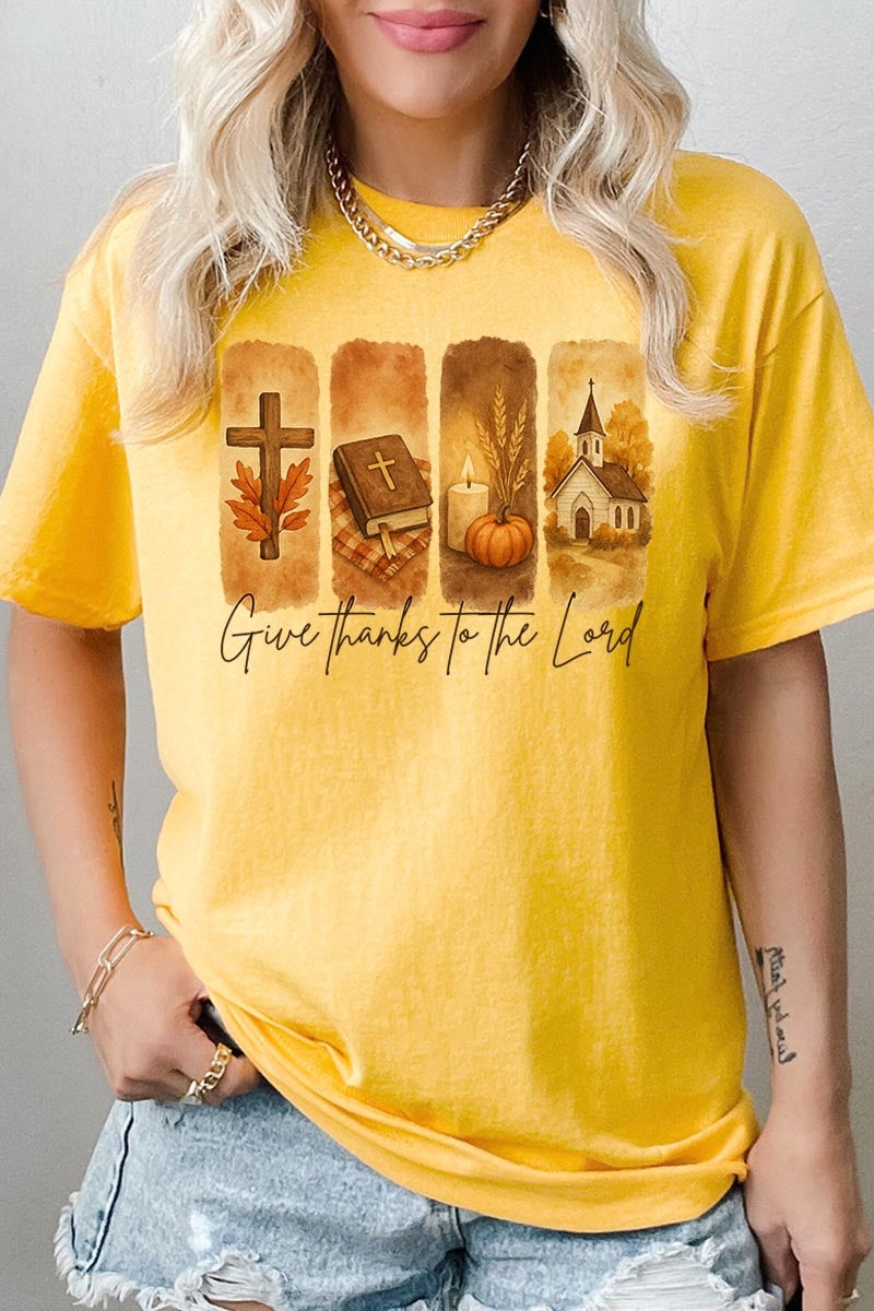 5000-E3169 Give Thanks To The Lord Graphic Heavy Cotton Tee $9