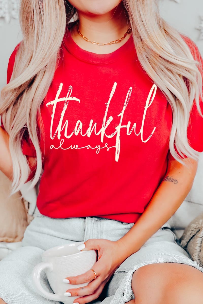 US3001P-E3170 Thankful Graphic Plus Tee $16