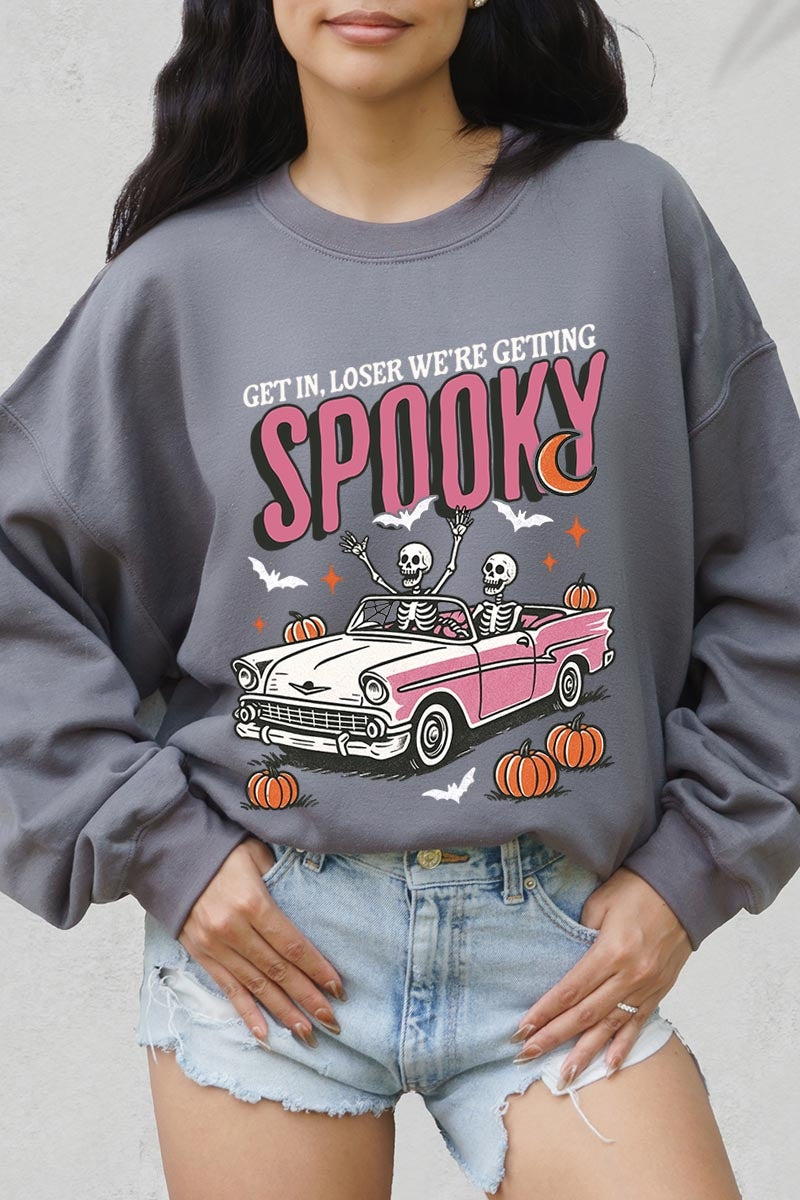 UL180-E3142 Spooky Skeleton Graphic Sweatshirt $20