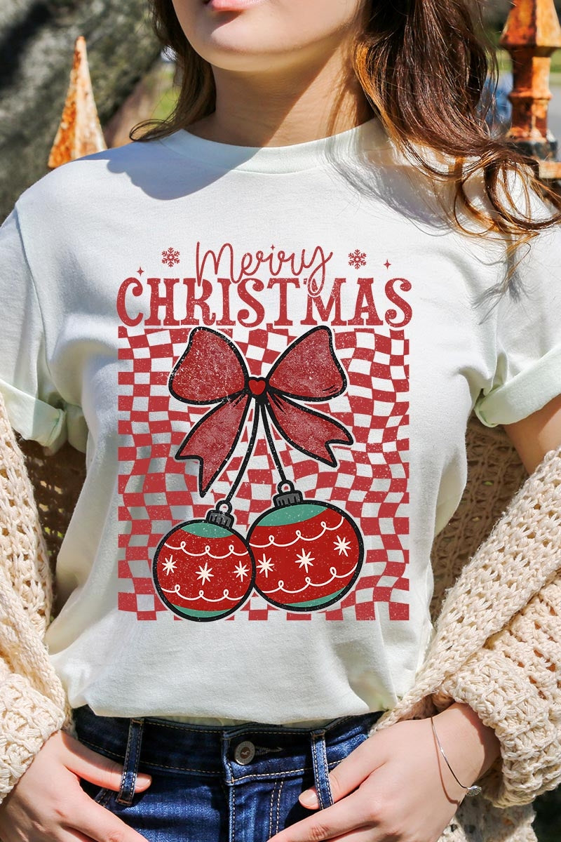 US3001-E3196 Cherry Ornament Christmas Graphic Tee $12.5