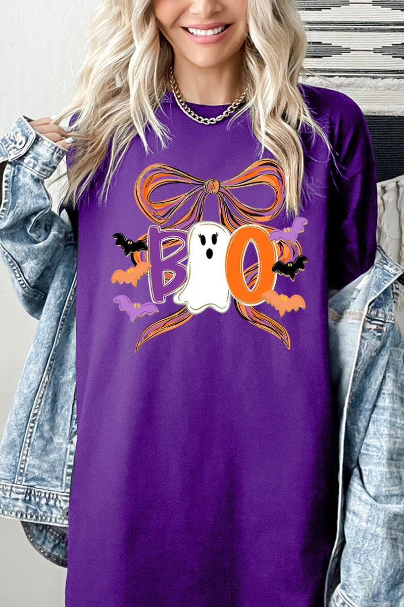 5000P-E3120 Boo Brushstroke Bow Graphic Plus Heavy Cotton Tee $12.75