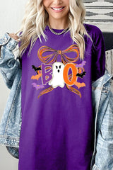 5000-E3120 Boo Brushstroke Bow Graphic Heavy Cotton Tee $9