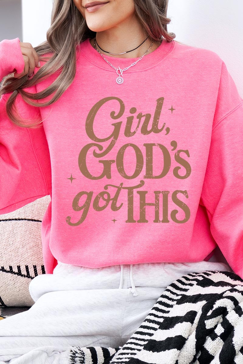 UL180P-E3102 Girl, Godu2019s Got This Graphic Plus Sweatshirt $25