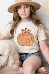 US3001Y-E3135Z Floral Fall Pumpkin Kids Graphic Tee $11