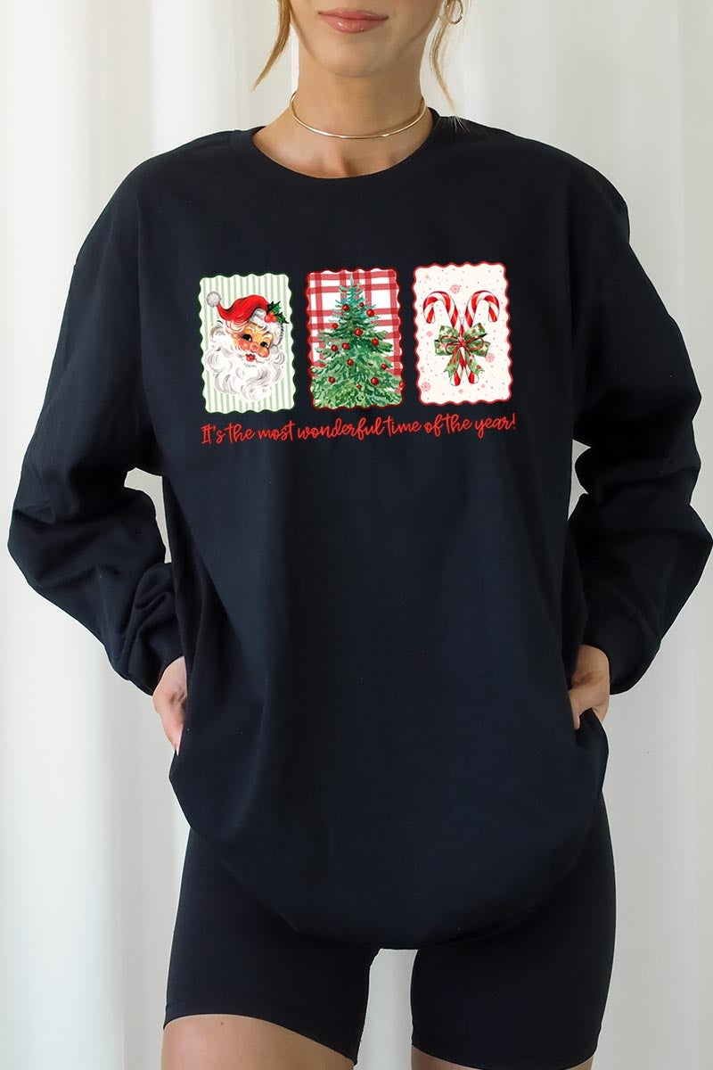 UL240-E3201 Most Wonderful Time Graphic Long Sleeve Tee $13.75