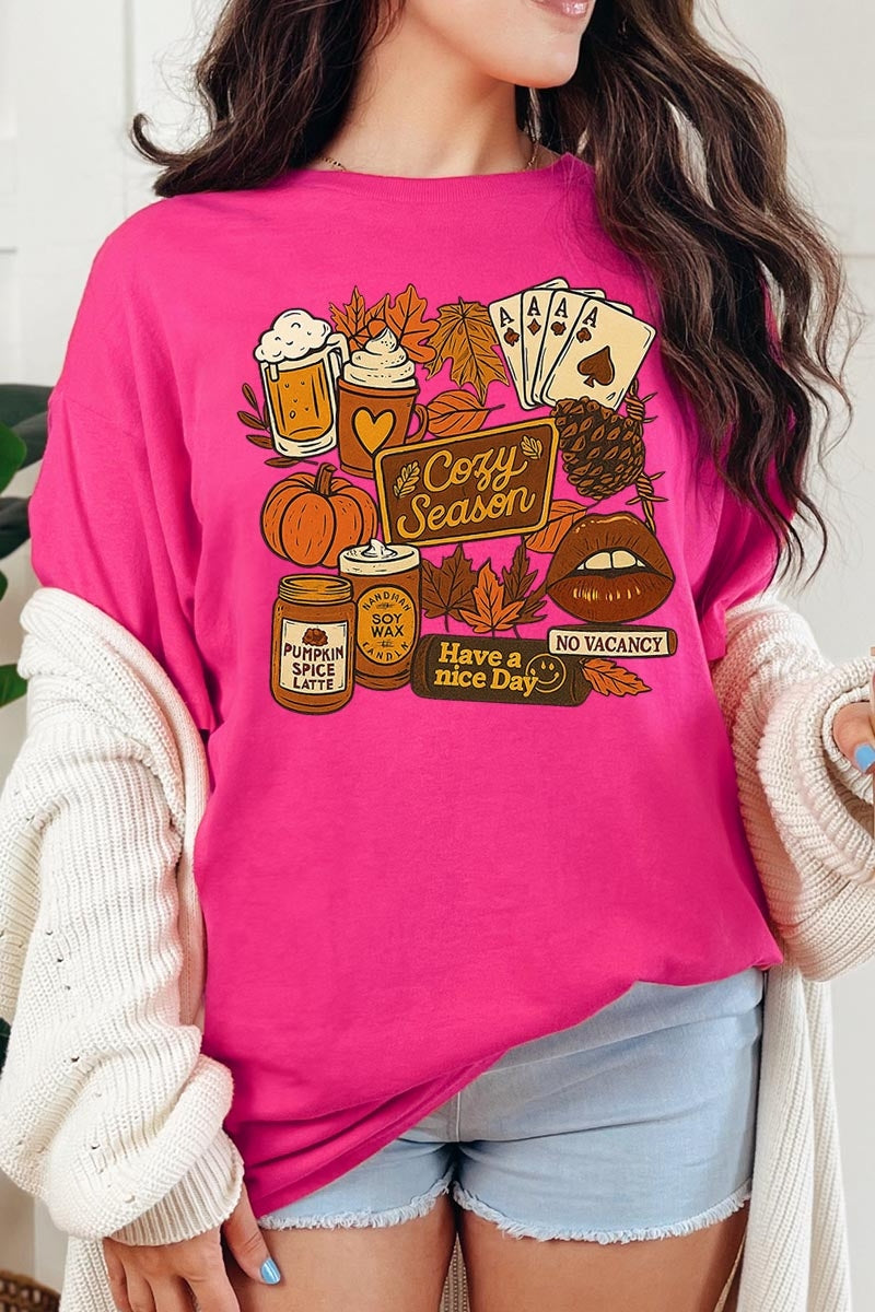 5000P-E3119 Retro Fall Collage Graphic Plus Heavy Cotton Tee $12.75