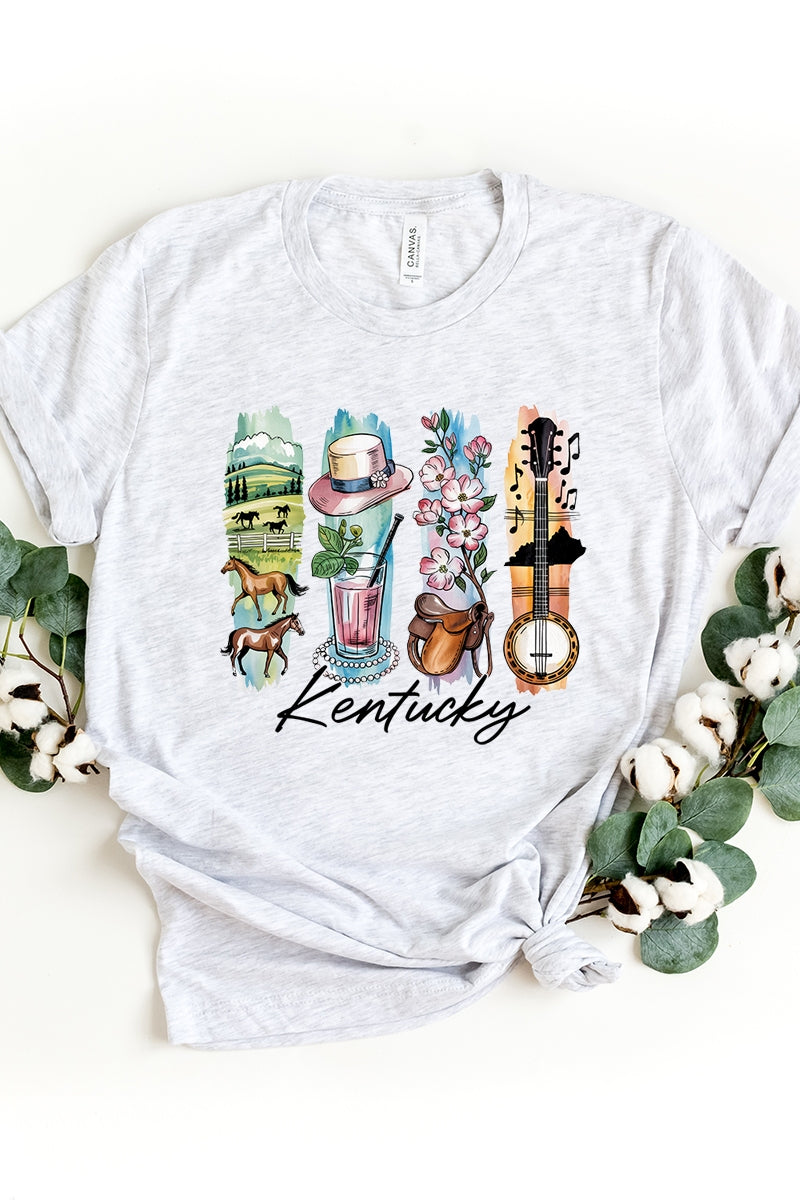 US3001-E3061KY Kentucky State Brushstroke Graphic Tee $12.5