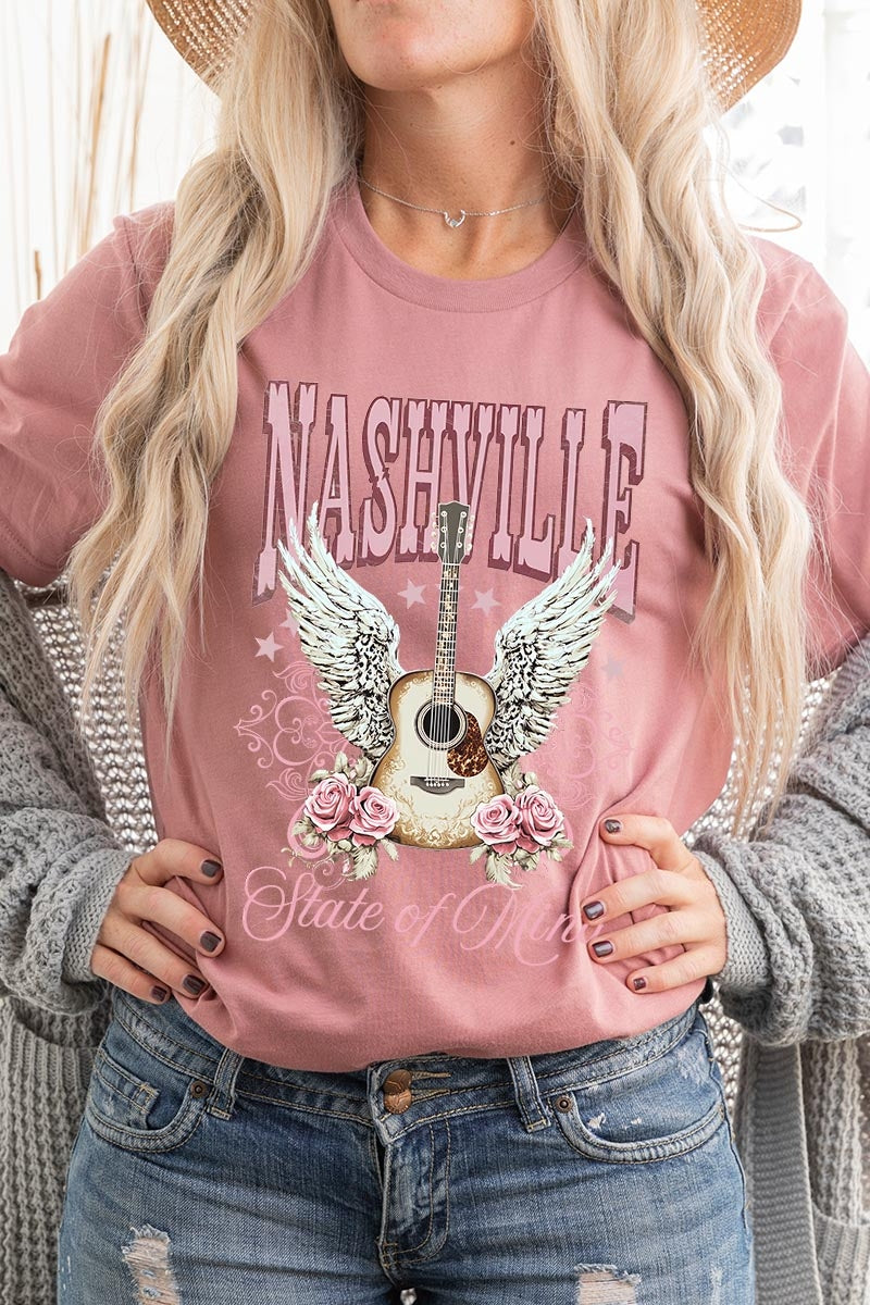 US3001P-E3157 Nashville Rose Graphic Plus Tee $16