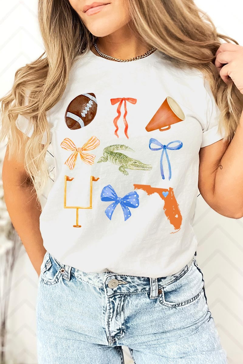 US3001-E3078 Florida Football Graphic Tee $12.5