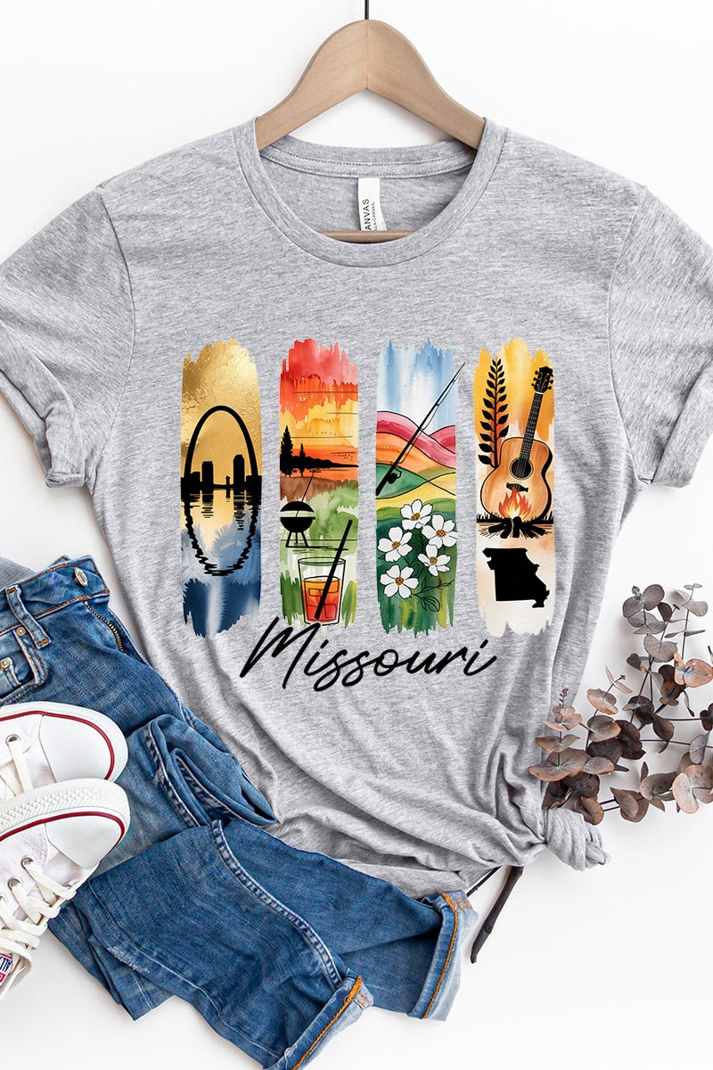US3001-E3061MO Missouri State Brushstroke Graphic Tee $12.5