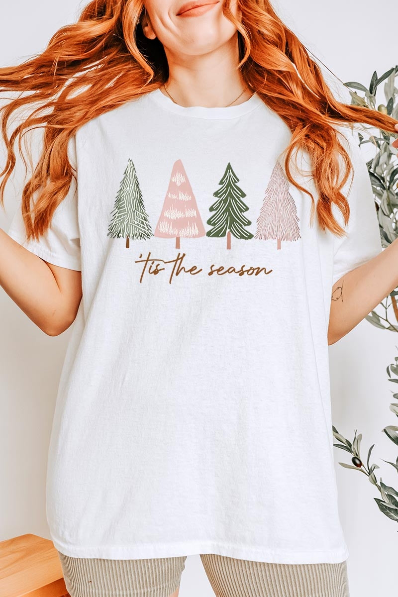 5000-E3218 Rustic Christmas Trees Graphic Heavy Cotton Tee $9