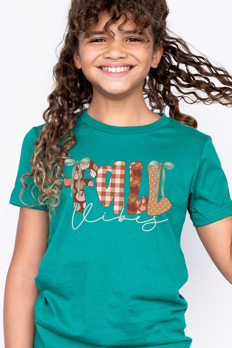 US3001Y-E3071Z Fall Vibes Rustic Script Kids Graphic Tee $11