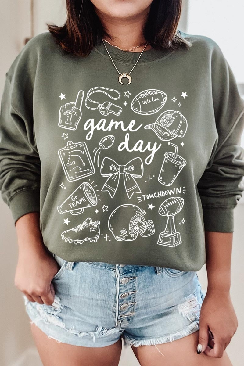 UL180P-E3081 Football Doodles Graphic Plus Sweatshirt $25