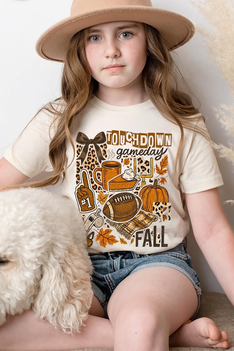 US3001Y-E3134Z Fall Football Collage Kids Graphic Tee $11