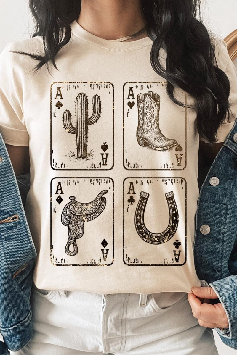 US3001P-E3094 Western Cowgirl Card Graphic Plus Tee $16