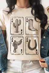 US3001-E3094 Western Cowgirl Card Graphic Tee $12.5