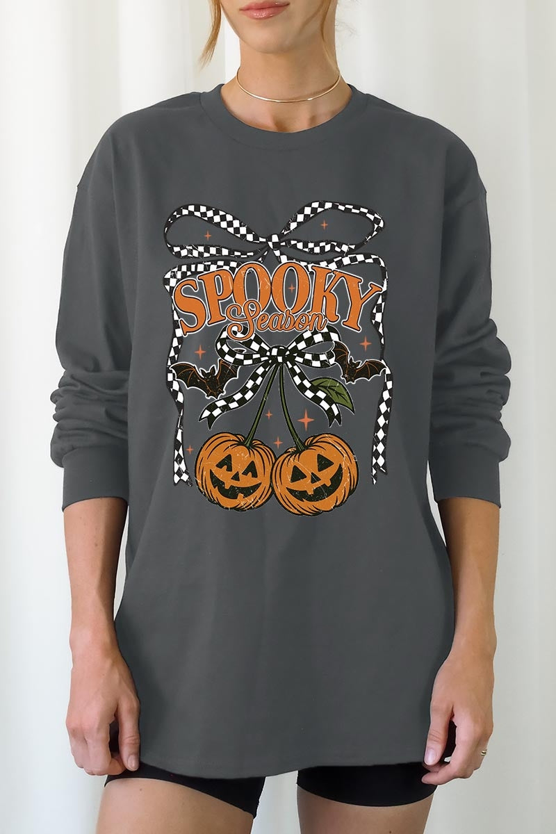 UL240-E3085 Pumpkin Cherries Graphic Long Sleeve Tee $13.75