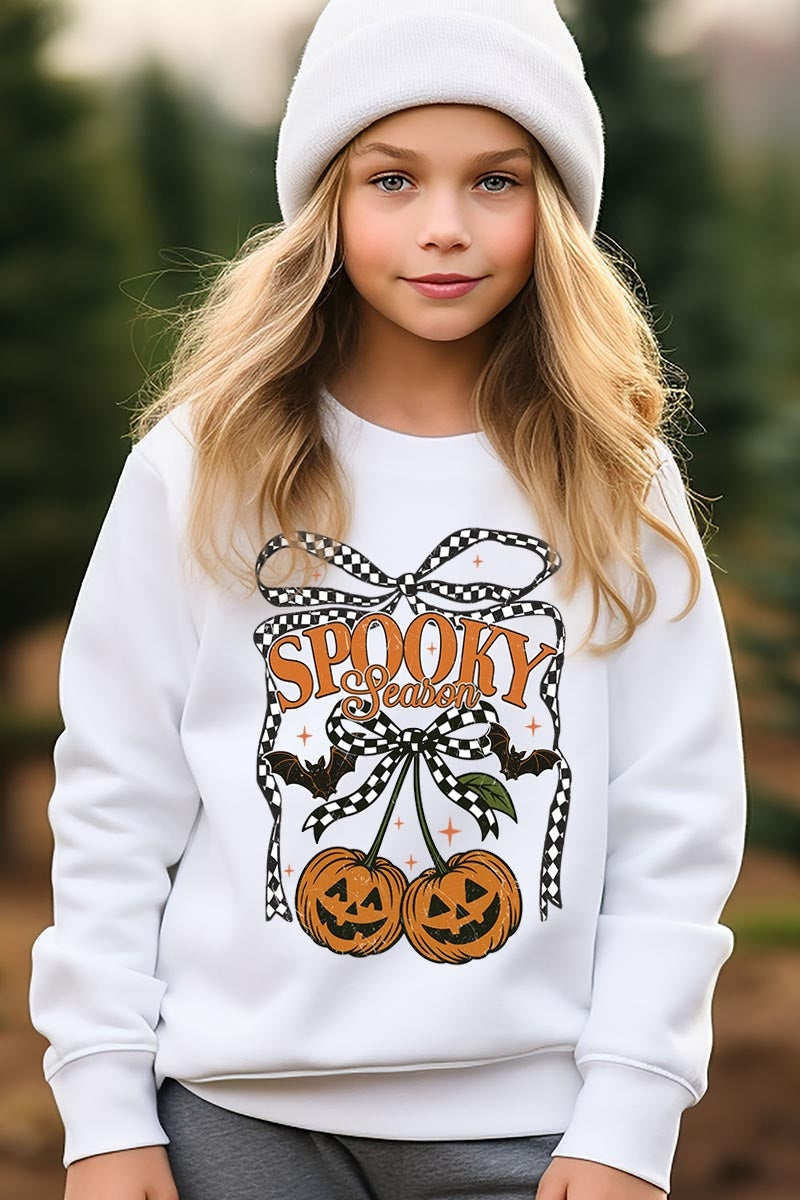 UL180B-E3085Z Pumpkin Cherries Kids Graphic Sweatshirt $20