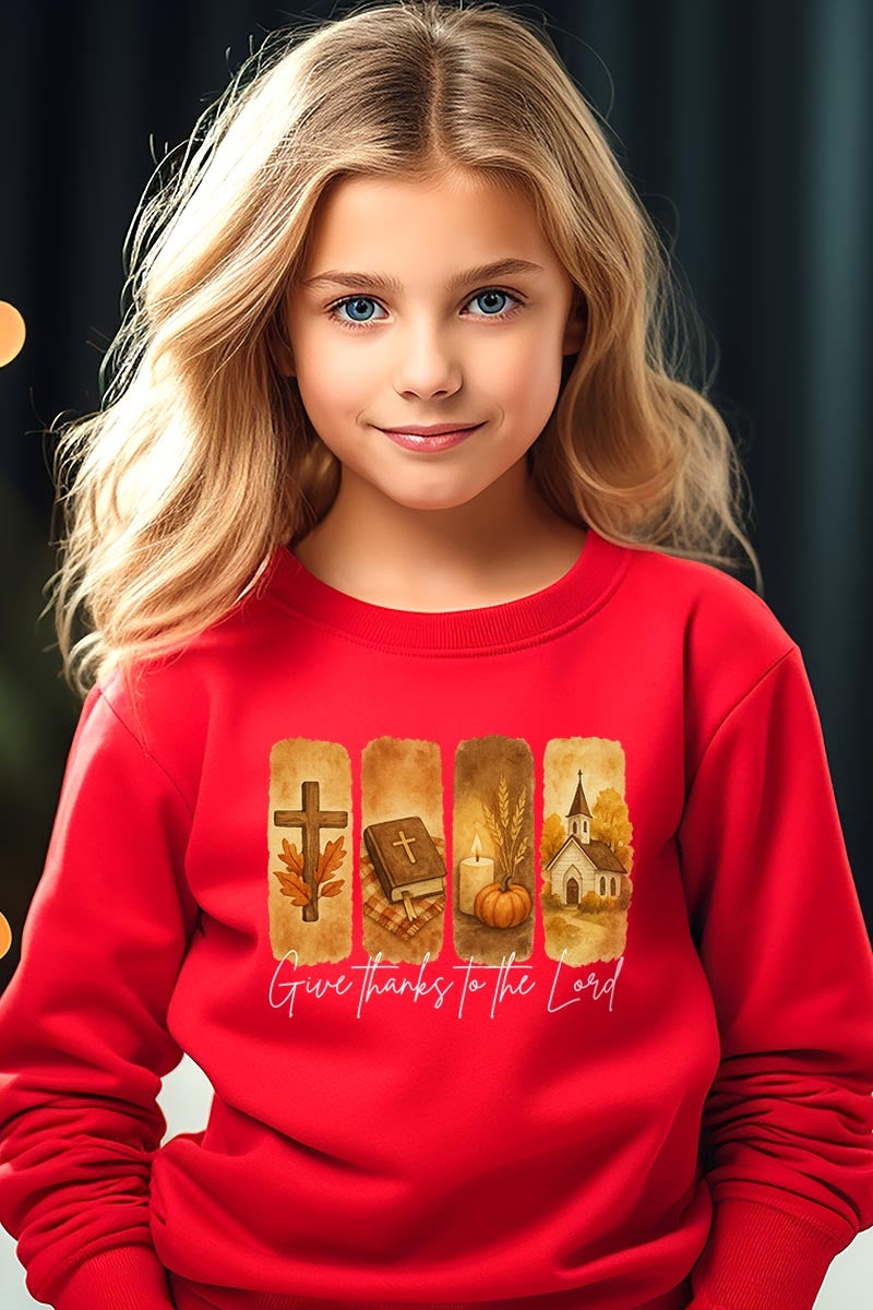 UL180B-E3169Z Give Thanks To The Lord Kids Graphic Sweatshirt $20