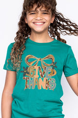 US3001Y-E3154Z Give Thanks Bow Kids Graphic Tee $11