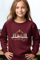 UL180B-E3183Z Nativity Gift Kids Graphic Sweatshirt $20