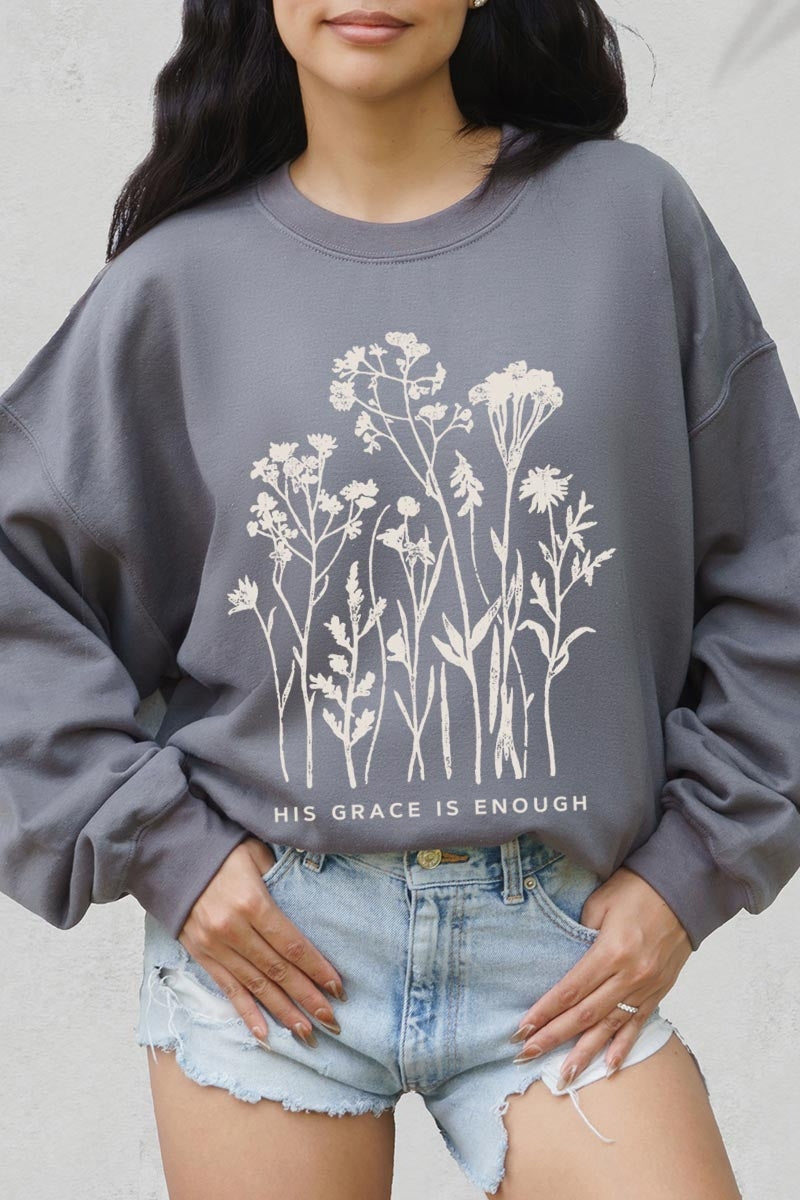 UL180-E3146 Christian Wildflower Graphic Sweatshirt $20