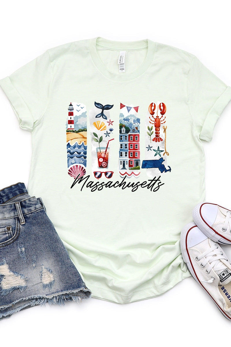 US3001P-E3061MA Massachusetts State Brushstroke Graphic Plus Tee $16