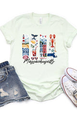 US3001-E3061MA Massachusetts State Brushstroke Graphic Tee $12.5