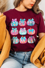 US3001P-E3137 Coquette Pumpkin Graphic Plus Tee $16
