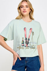 CTS-E3187 Apres Ski Club Graphic Relaxed Crop Top $11